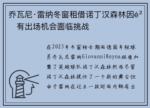 乔瓦尼·雷纳冬窗租借诺丁汉森林因鲜有出场机会面临挑战